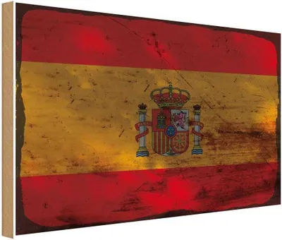 Produktbild von vianmo Holzschild 20x30 cm Spanien Spain Rost Flagge Fahne Wappen