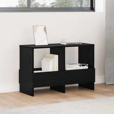 Image de Banc de rangement avec porte-revues, imitation chêne noir