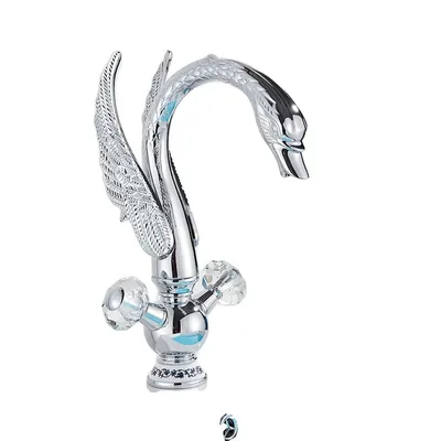Produktbild von r Badezimmer Waschtischmischer, Doppelgriffsteuerung, elegantes Schwanen-Design , Chrome