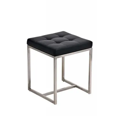 Produktbild von CLP Sitzhocker Barci mit Polsterung und Edelstahlgestell | Farbe schwarz