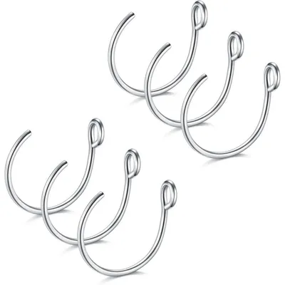 Produktbild von Fake Nasenpiercing Chirurgenstahl 20g 8mm Silber 6 Stück