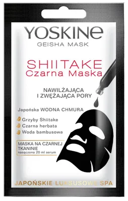 Obrázok produktu pre Yoskine Geisha Mask Shiitake Black Fabric Mask na hydratáciu a stiahnutie pórov 20ml