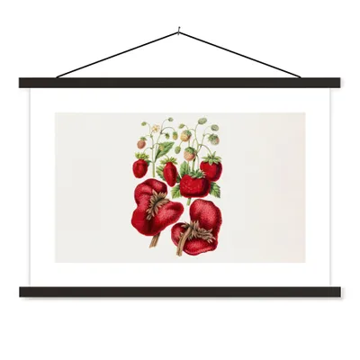 Produktbild von MuchoWow® Textilposter Erdbeeren - Obst - Pflanze 120x80 cm mit schwarzem Rahmen - Wanddeko