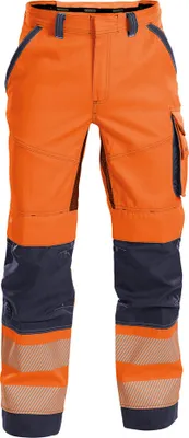 Produktbild von DASSY® Odessa Sommer Warnschutzhose mit Kniepolstertaschen NEONORANGE/DUNKELBLAU Gr.54 Länge: STANDARD