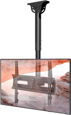 Zdjęcie produktu dla Uchwyt sufitowy do telewizora - Uniwersalny - Oszczędza miejsce - Obrotowy o 360 stopni - Do telewizorów do 65 cali - Czarny