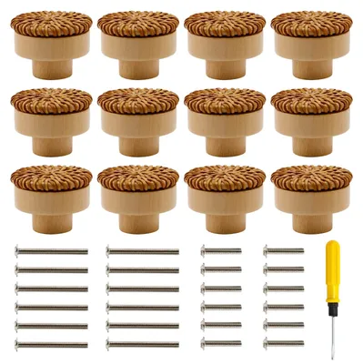 Obrázek produktu pro Dřevěné knoflíky na zásuvky – 12 kusů, žluté