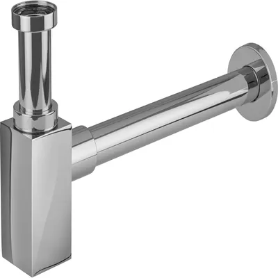 Produktbild von Design-Flaschensiphon 32 mm (Rp 1 1/4") verchromt inkl. Rosette für Waschtische