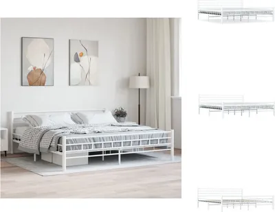 Produktbild von vidaXL Bettgestell Weiß Metall 200×200 cm -  Betten & Bettgestelle
