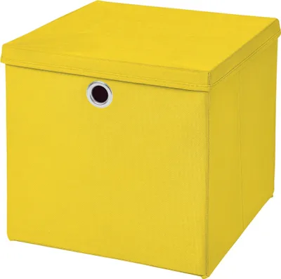 Produktbild von 1 Stück Gelb Faltbox 28 x 28 x 28 cm Aufbewahrungsbox faltbar mit Deckel