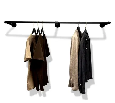 Produktbild von Wandgarderobe Kleiderstange 145 cm x 32,5 cm Schwarz im Industrial Design für Schlafzimmer und Flur
