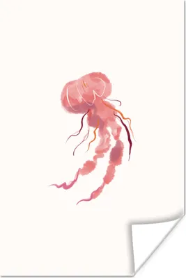 Produktbild von MuchoWow® Poster Qualle - Meer - Rosa - Aquarell 120x180 cm - Kunstposter