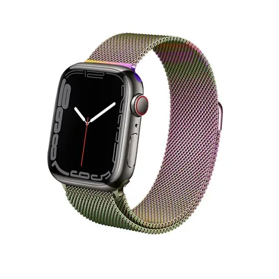 Imagen del producto de Crong Milano Steel: Correa de acero inoxidable para Apple Watch de 38/40/41/42 mm (efecto arcoíris)