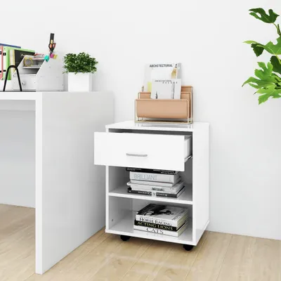 Produktbild von The Living Store Rollschrank Hochglanz-Weiß 46x36x59 cm Holzwerkstoff
