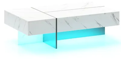 Immagine prodotto di Tavolino da caffè a LED con 3 cassetti, bianco lucido