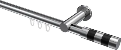 Produktbild von Interdeco Innenlaufstange / Gardinenstange mit Innenlauf Chrom, Typ Platon Mavell (Zylinder Bicolor), 20 mm Ø 1-läufig, 100 cm