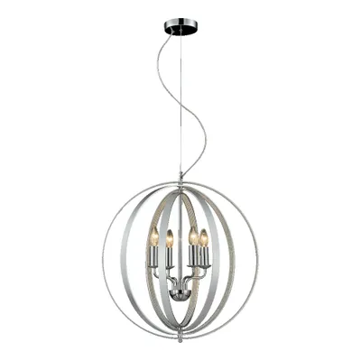 Immagine prodotto di Lampada a sospensione AURUM 4xE14/40W, argento/trasparente, Ø: 56 H: 120 cm, attacco E14, dimmerabile