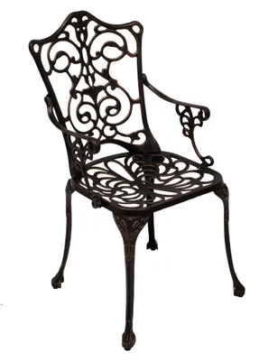Produktbild von Gartenstuhl Gartensessel Jugendstil, Aluguss bronze-antik