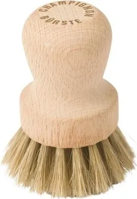 Image de Brosse à champignons pour vaisselle - Poils souples, manche en bois, universelle pour toutes les surfaces