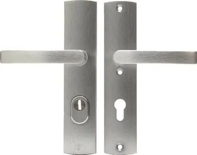 Produktbild von AXA Sicherheitstürbeschlag - Set - Curve Plus VH - Aluminium - Türgriff - mit Zylinderbohrung - PC72 - Türgriff mit Schutzschild