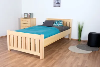 Produktbild von Einzelbett / Gästebett Kiefer massiv Vollholz natur 66, inkl. Lattenrost - 100 x 200 cm (B x L)
