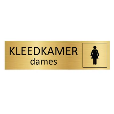 Produktbild von CombiCraft Aluminium Türschild "Kleedkamer Dames" in Gold mit 3M-Klebeband - 165 x 45 mm