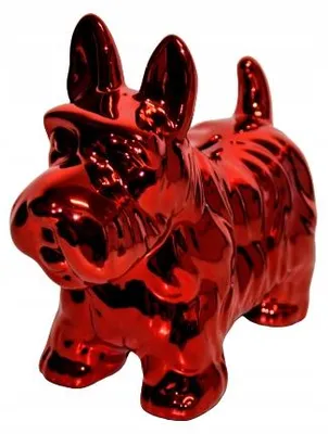 Image de Ewax Tirelire Chien Céramique Rouge