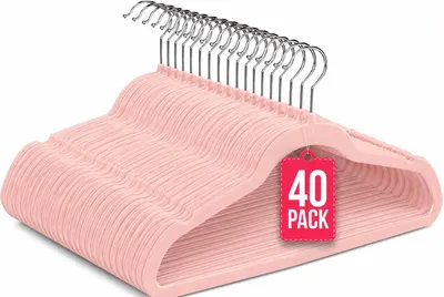 Imagen del producto de Perchas de Terciopelo Rosa Pack 40 COM-FORT HOUSE