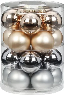 Produktbild von Weihnachtskugeln Glas 6cm, 20 Stück, Farbe:Glowing Mountains ( grau / beige / glanz / matt )