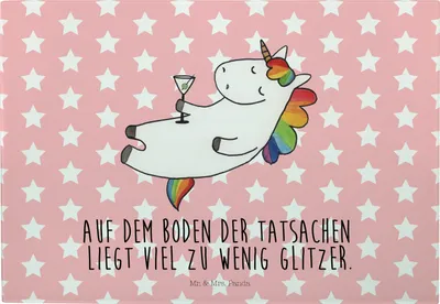 Produktbild von Mr. & Mrs. Panda Glas-Schneidebrett Einhorn Cocktail - Rot Pastell - Geschenk, Feiern, Schneideunterlage, Unicorn, Spaß, Servierplatte, Vesperplatte, Glas Schneideplatte
