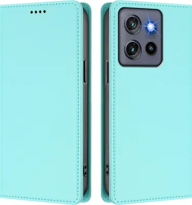 Obrázek produktu pro Kožené pouzdro pro Motorola Edge 60 Neo/Edge 50 Neo, magnetické flipové pouzdro zPolyuretankůže se stojánkem Mátově zelená