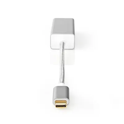Image de Nedis Adaptateur réseau USB - USB 3.2 Gen 1 - 1 Gbps - USB-C mâle - RJ45 femelle - 0.20 m - rond - plaqué or - cuivre étamé - argent - emballage avec fenêtre transparente