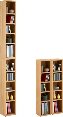 Produktbild von CD DVD Blueray Regal CHART in Wildeiche – Zweiteiliges Medienregal, Aufbewahrung, CD-Ständer mit 10 Fächern für bis zu 160 CDs, 20x187 cm (B x H)