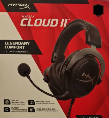 Zdjęcie produktu dla HyperX Cloud II Gaming - zestaw słuchawkowy - 7.1-kanałowy - wokółuszny - przewodowy - USB, wtyczka 3,5 mm - czarny, metaliczny - do Victus by HP Laptop 15, 16; Laptop 14, 15, 17; Pavilion x360 Laptop; Pro 290 G9