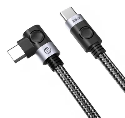 Produktbild von C2C PD100W Laptop-Schnellladekabel (Winkelkabel) schwarz 1 m