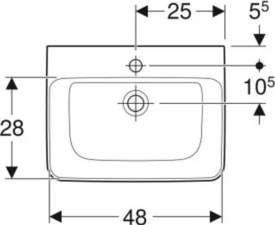 Zdjęcie produktu dla Geberit Renova Plan, umywalka, 50x38 cm, 1 otwór na baterię, bez przelewu, 501629, 501.629.00.8