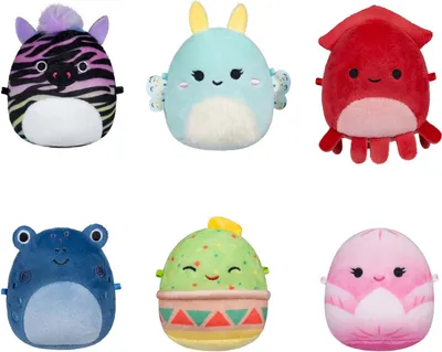 Image de Squishmallows Knuffel Pluche Micromallows - Elin, Altman, Gideon, Agnolo, Safiyah, Connie, paquet de 6