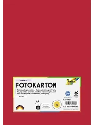 Dekoračný kartón, 2 stranný, A4, 300 g, 50 listov, FOLIA, jasný červený