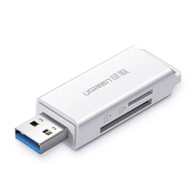 Zdjęcie produktu dla Przenośny czytnik kart TF/SD Ugreen do USB-A 3.0 - biały