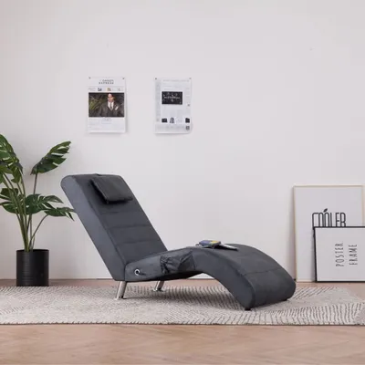 Produktbild von Möbel Massage Chaiselongue mit Kissen Grau Wildleder-Optik - Recamieren &9300