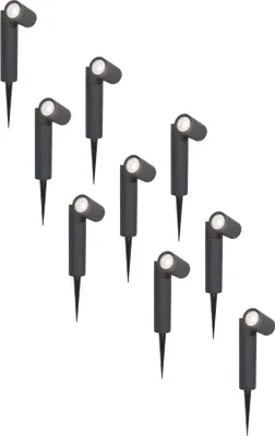 Produktbild von hoftronic LED Gartenstrahler Pinero 4W 345lm 6500K GU10 Schwarz IP65 Dimmbar Schwenkbar 9er Set