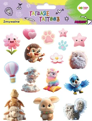 Produktbild von Tiere Fluffy Happy Color abwaschbare Tattoos