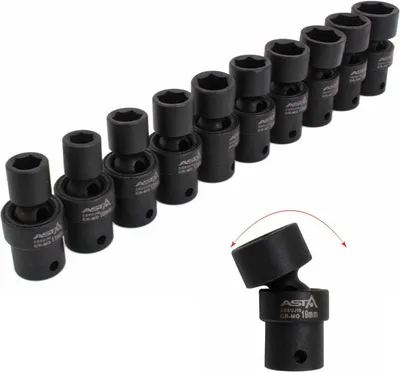 Immagine prodotto di Set 10 bussole a impatto snodate, 3/8'', 10-19 mm