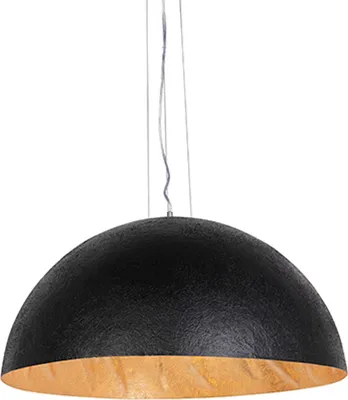 Produktbild von QAZQA - Modern Industrie I Vintage I Hängelampe I Pendellampe I Halbrund Pendelleuchte schwarz mit Gold I Messing 70 cm - MagnaI 3-flammig I Wohnzimmer I Schlafzimmer - Kunststoff Rund - LED geeignet