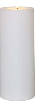 Produktbild von Star Trading LED Kerze Outdoor mit Timer Sensor 10x25cm Kunststoff weiß matt 3D Flamme