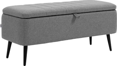 Immagine prodotto di Panchina HOMCOM con vano portaoggetti, imbottita con effetto lino, cassettone grigio