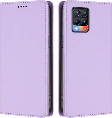 Immagine prodotto di Custodia in pelle per Realme 8 4G/Realme 8 Pro 4G, custodia flip magnetica in Finto cuoio con supporto Viola chiaro