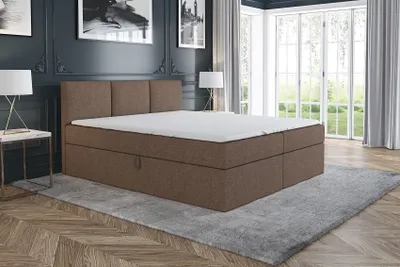 Produktbild von Boxspringbett MARKO 120x200 mit 2 Bettkästen, Bonell-Matratze und Topper. Möbel vom Hersteller- Handarbeit!Bett Komplett-Set mit Matratze,Bettkasten & Kopfteil. Stoff SAVANA. Elegantes Bett mit massives Kopfteil.
