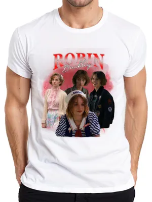 Immagine prodotto di Robin Buckley Stranger 80s Retro Fan Gift Vintage 90s Bootleg Maglietta da uomo, bianco, M
