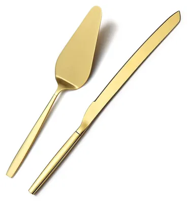 2-teiliges Edelstahl Tortenmesser-Set, gold, 28,5 cm