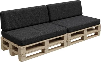 Produktbild von Palettenkissen, Palletenpolster, Gartenkissen, PFBG (2X Set (120x80 + 120x35), Graphit)